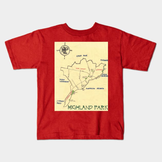 Highland Park Kids T-Shirt by PendersleighAndSonsCartography